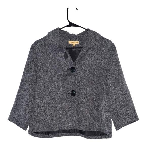 Notations women's blazer in medium color black gray 2button has spot on chest - Picture 1 of 10